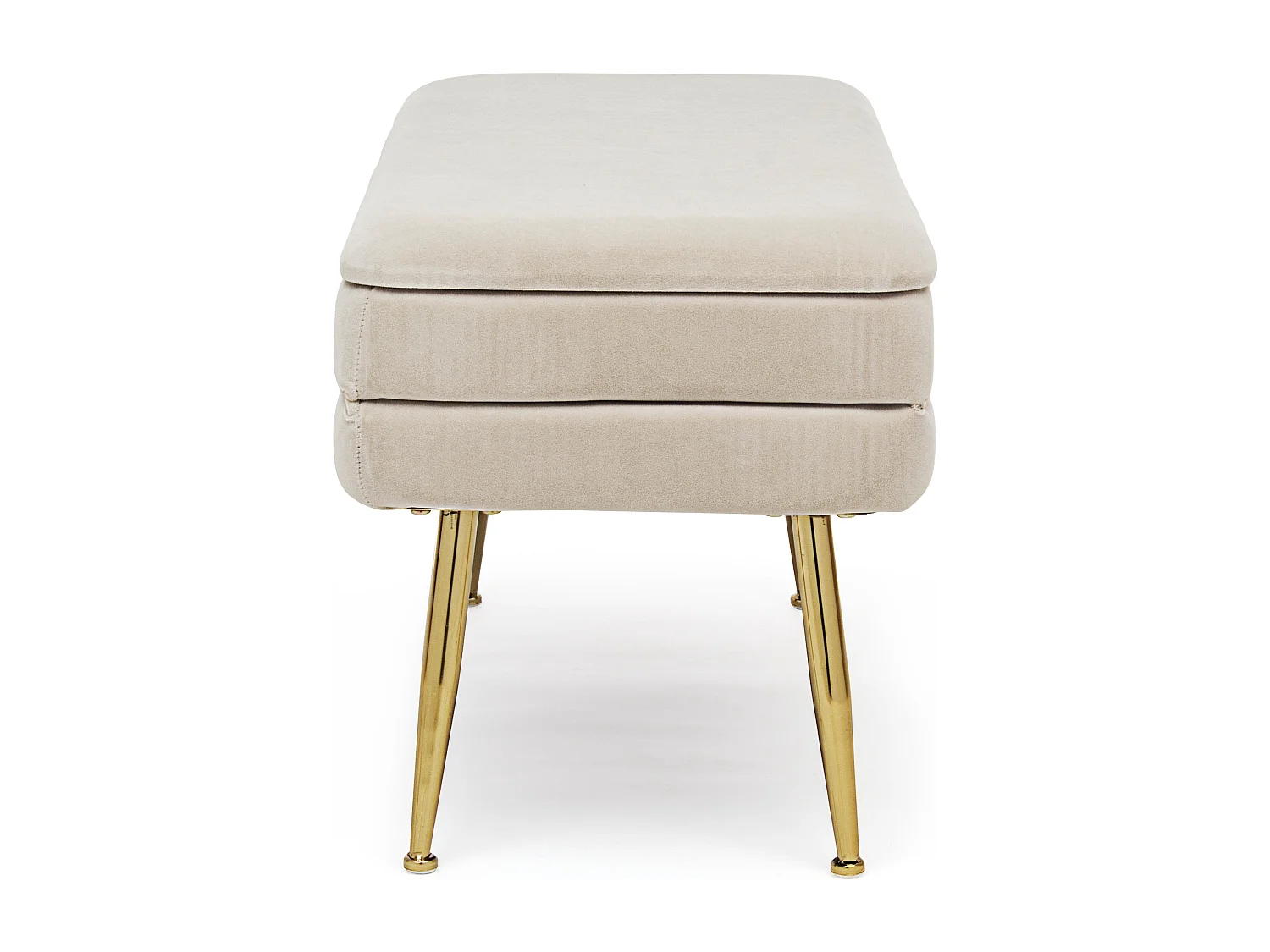 Banc coffre en velours sur pieds acier doré Pakia-Couleur Beige