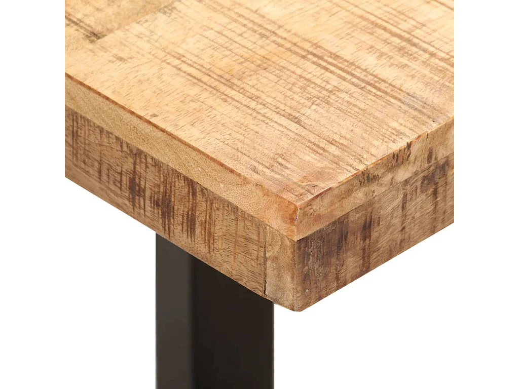 Banc 110cm Bois de manguier brut massif et acier