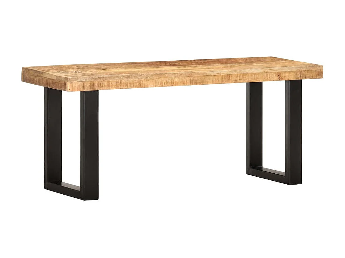 Banc 110cm Bois de manguier brut massif et acier
