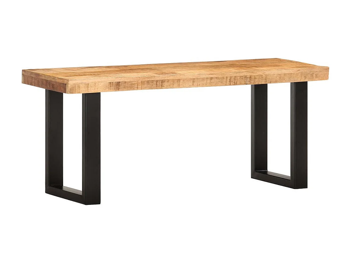 Banc 110cm Bois de manguier brut massif et acier