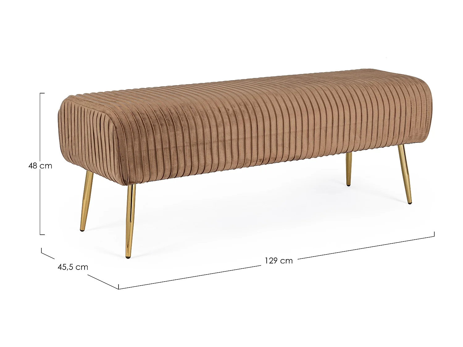 Banc en bois MDF et polyester bronze Solene L 129cm