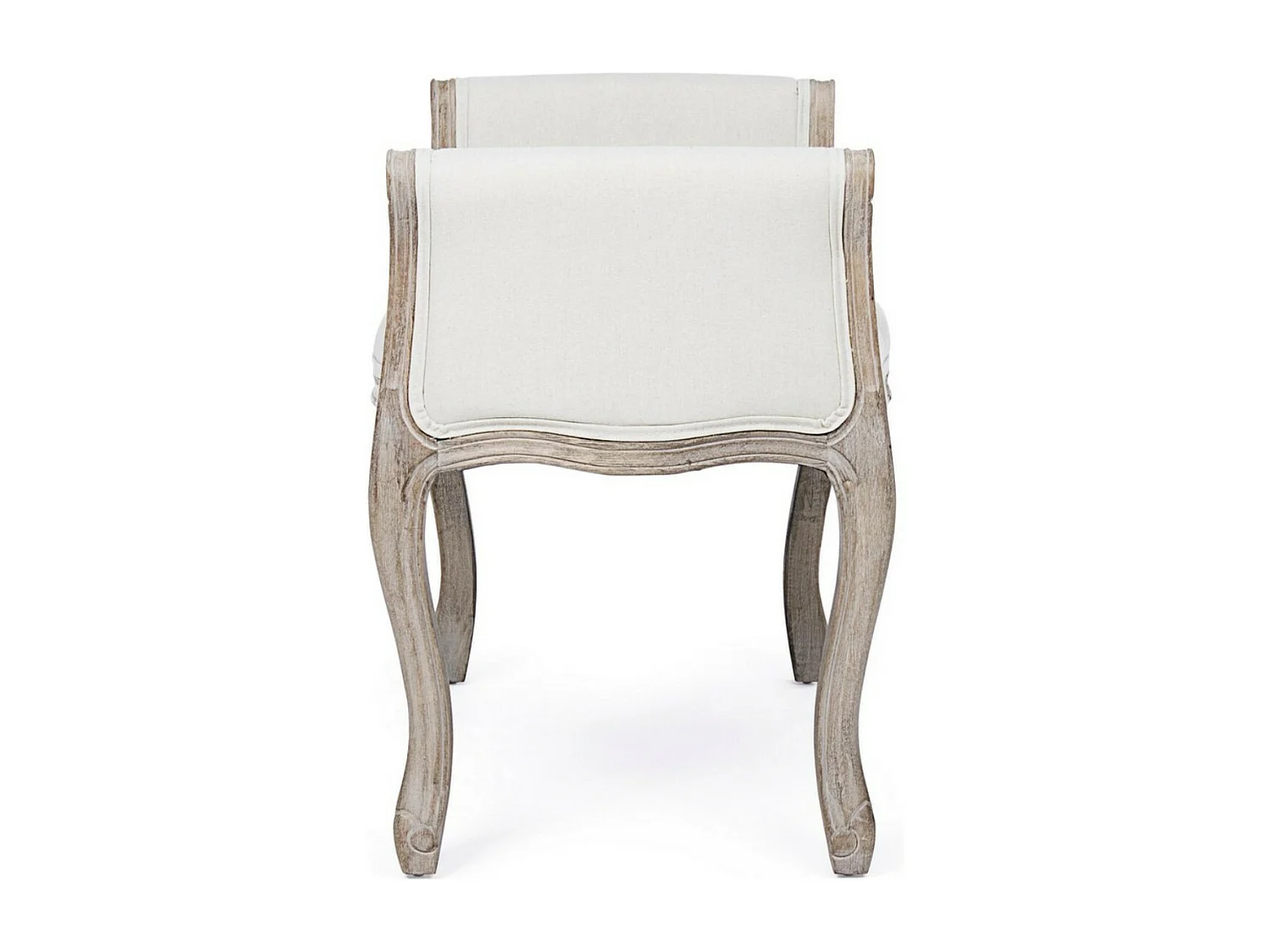 Lot de 2 bancs Dova – Pieds en bois d'Hévéa naturel et assise en tissu-Couleur Blanc