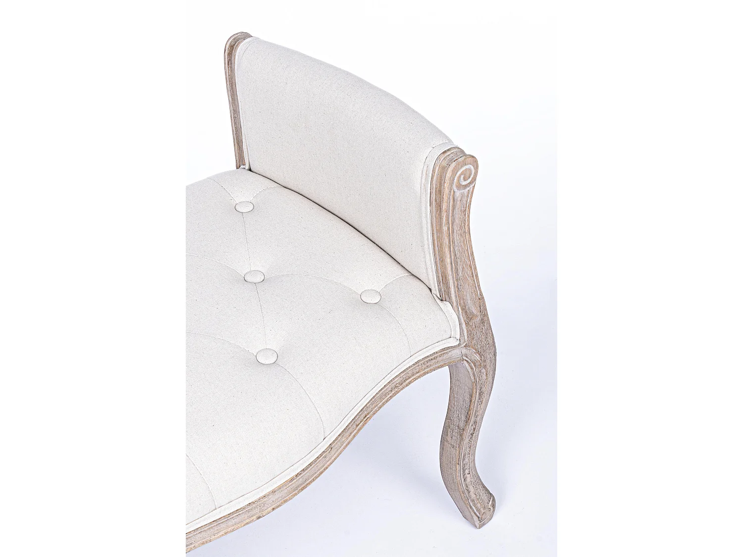 Lot de 2 bancs Dova – Pieds en bois d'Hévéa naturel et assise en tissu-Couleur Blanc