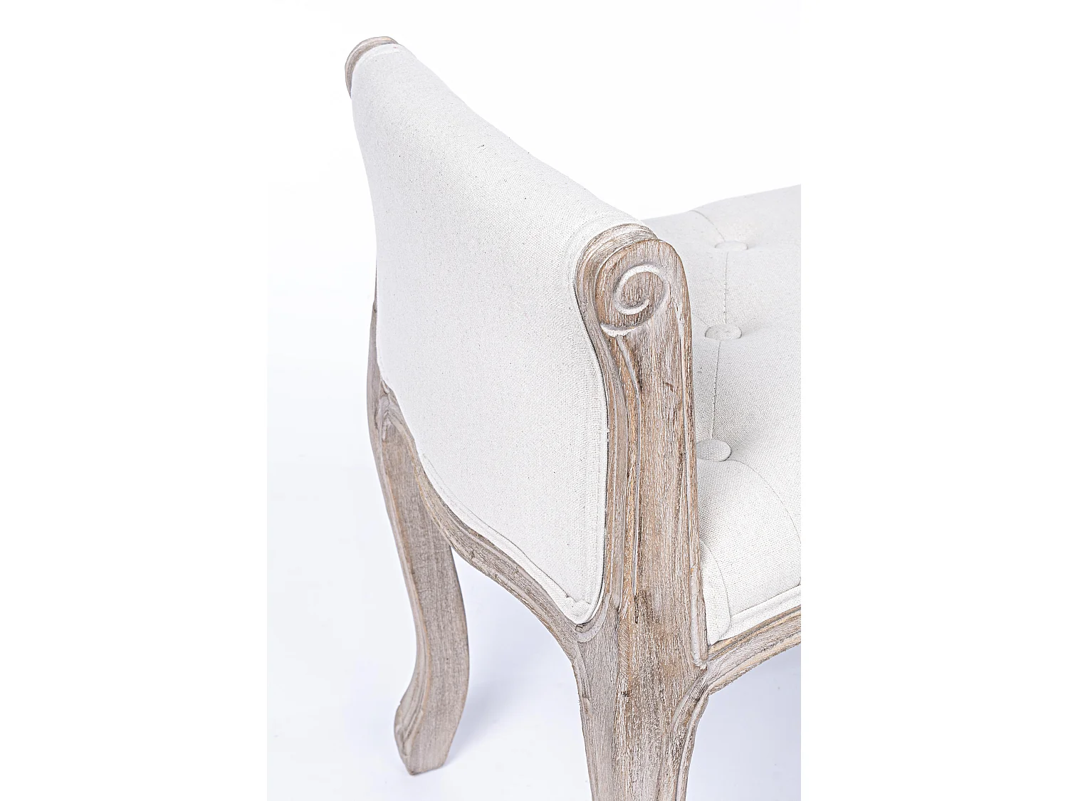 Lot de 2 bancs Dova – Pieds en bois d'Hévéa naturel et assise en tissu-Couleur Blanc