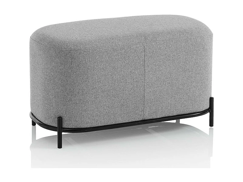 Banquette tissu gris et pieds métal noir Tivany L 82cm