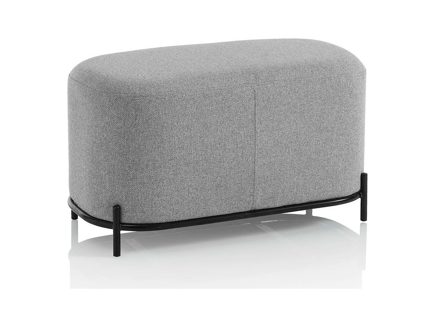 Banquette tissu gris et pieds métal noir Tivany L 82cm