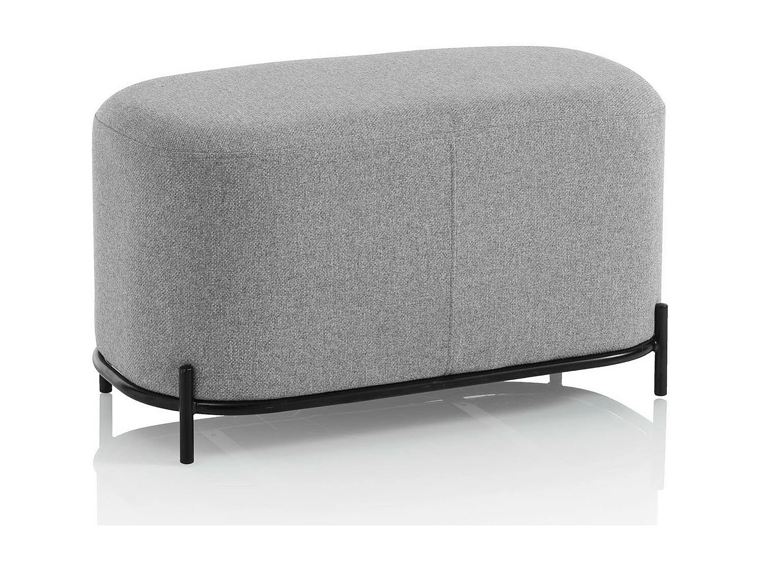 Banquette tissu gris et pieds métal noir Tivany L 82cm