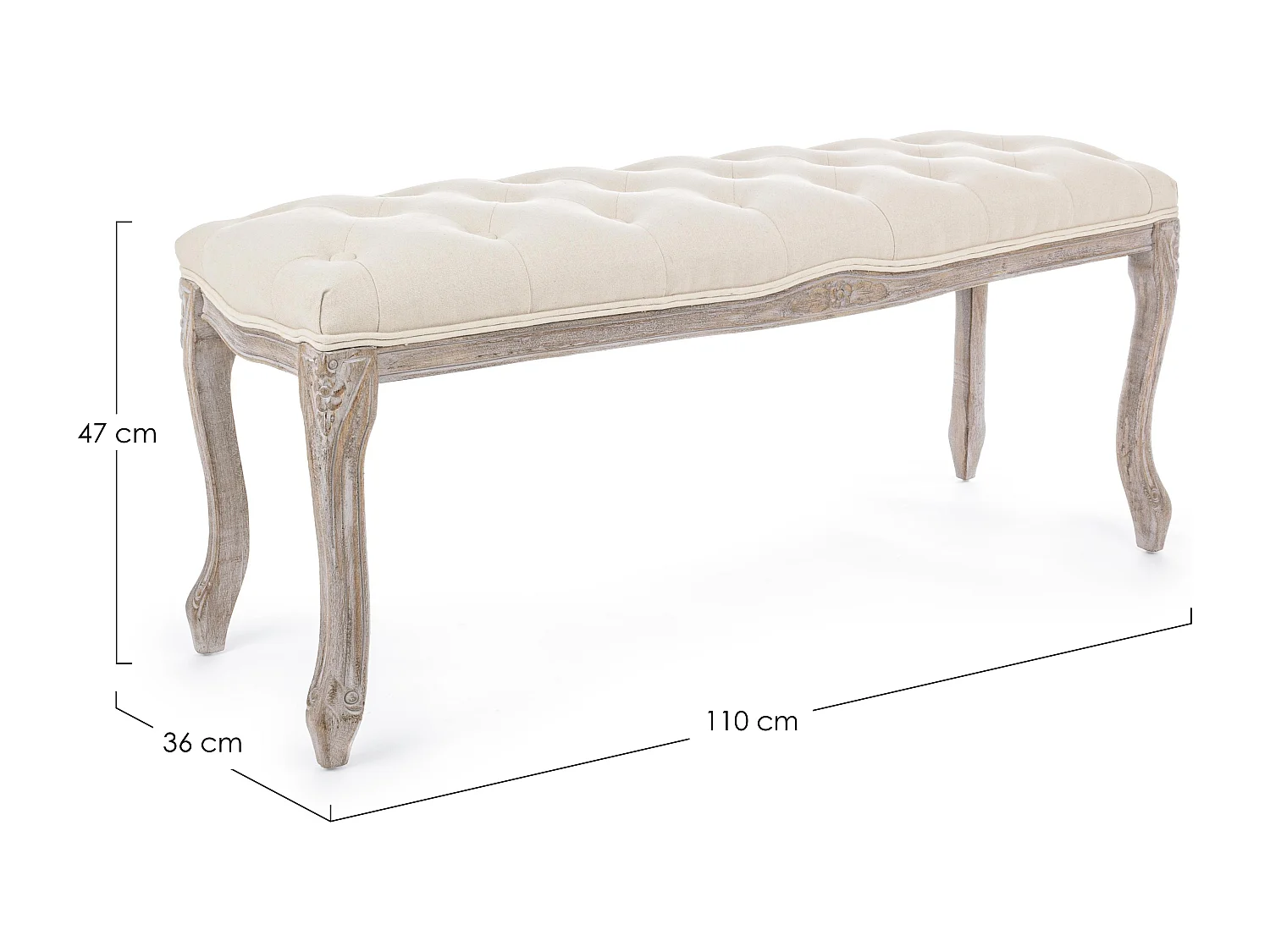 Banc bois blanc et naturel Atida L 110cm