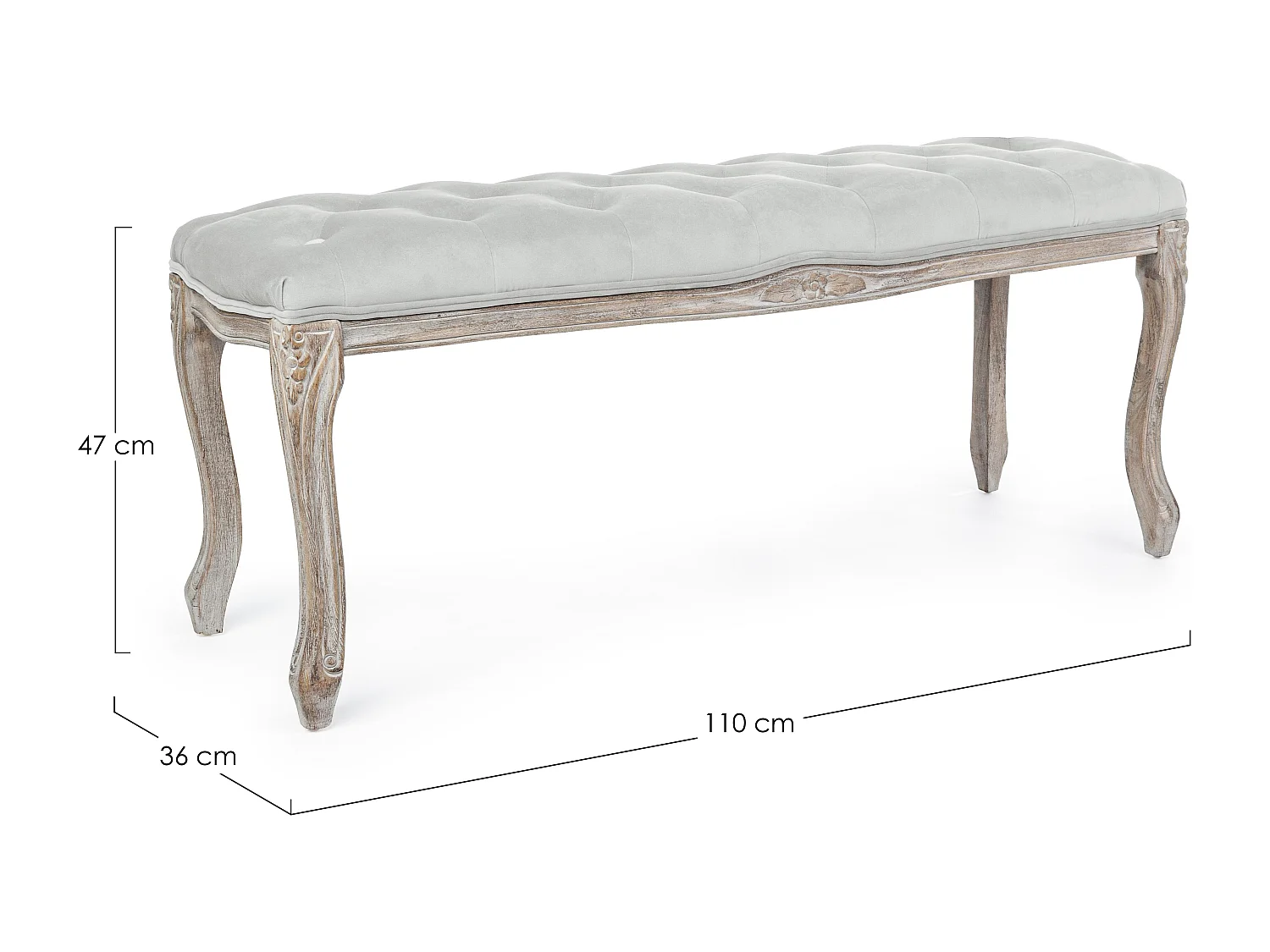 Banc bois de bouleau gris Amadia L 110cm