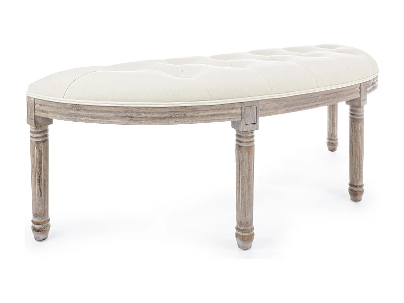 Banc en bois de bouleau et caoutchouc blanc Tilda L 125cm