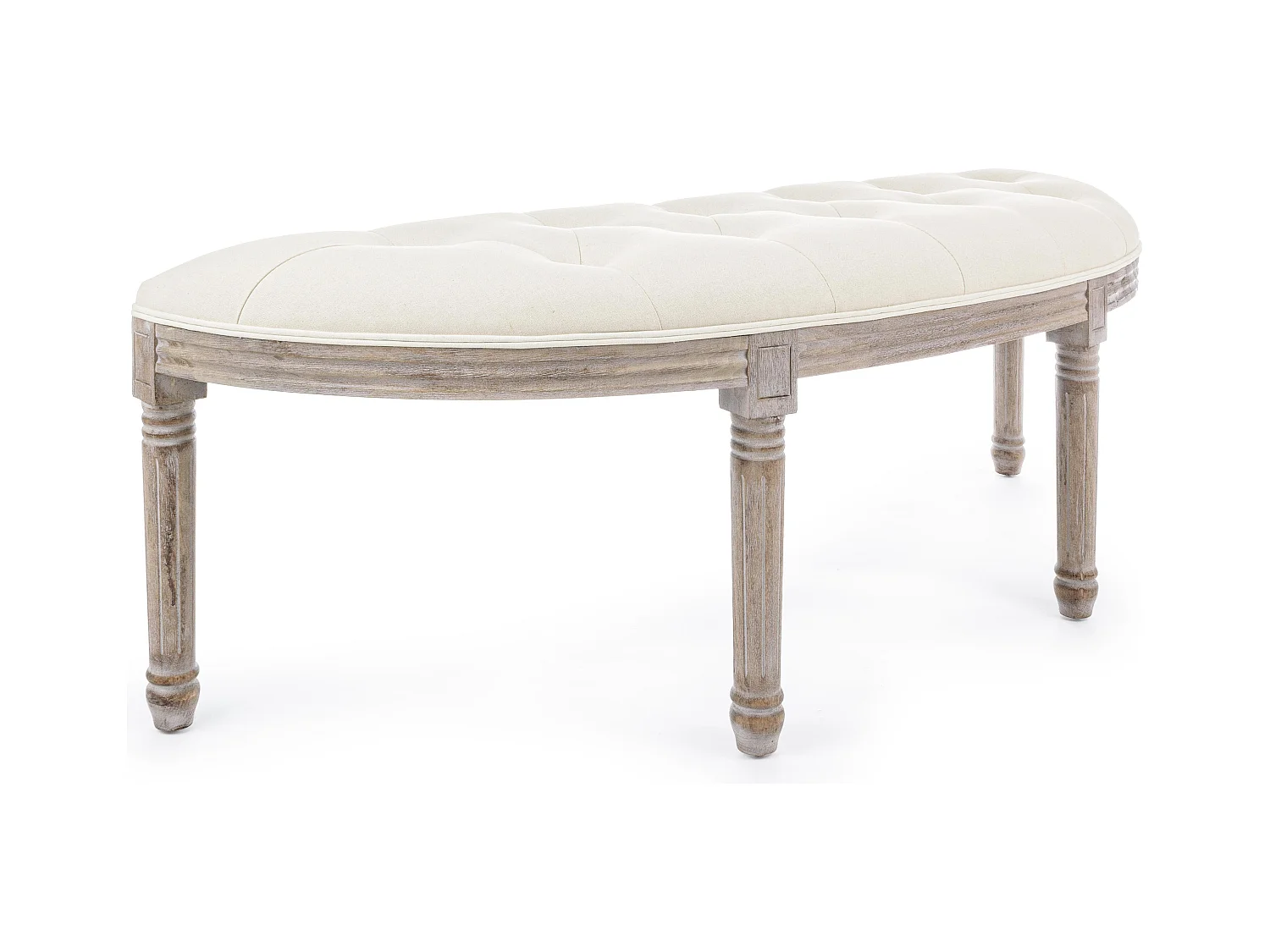Banc en bois de bouleau et caoutchouc blanc Tilda L 125cm