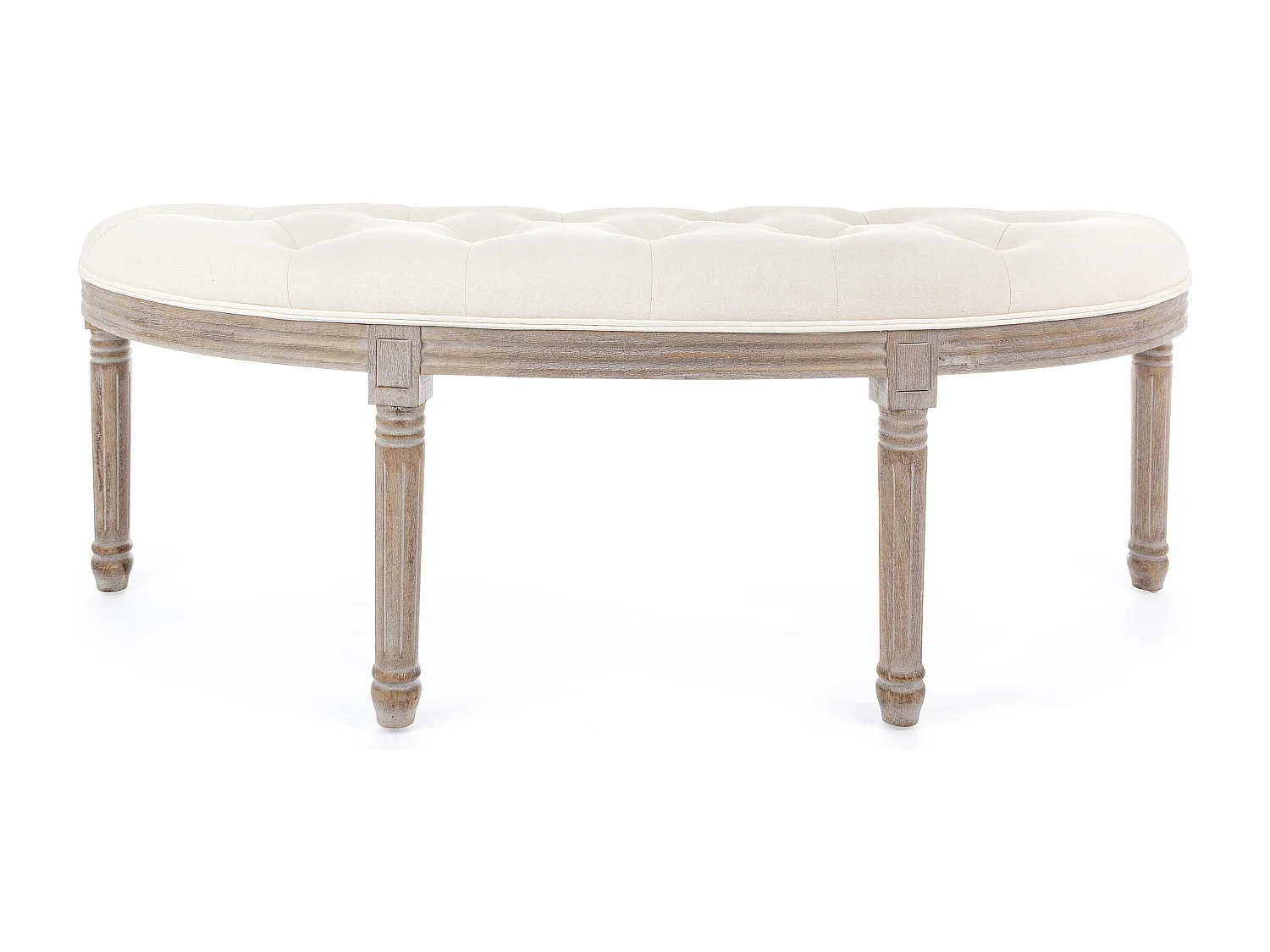 Banc en bois de bouleau et caoutchouc blanc Tilda L 125cm