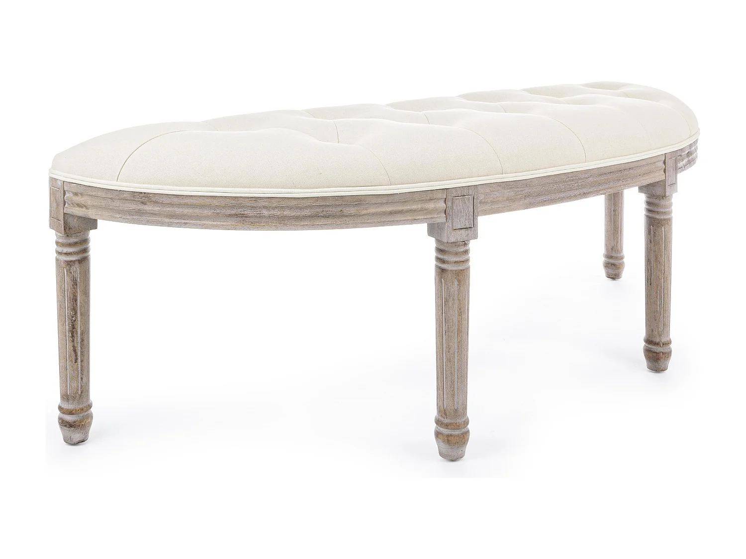 Banc en bois de bouleau et caoutchouc blanc Tilda L 125cm