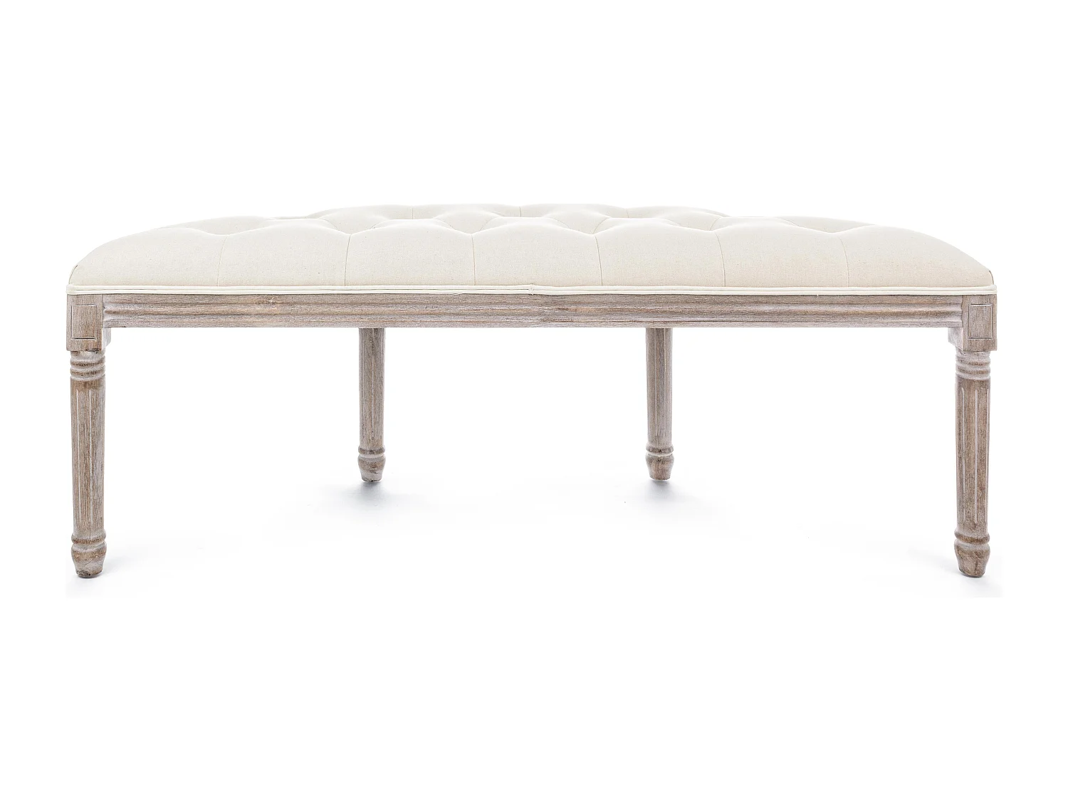 Banc en bois de bouleau et caoutchouc blanc Tilda L 125cm