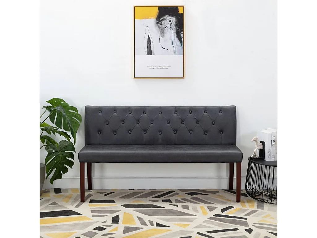 Banc 148,5cm Gris Similicuir daim