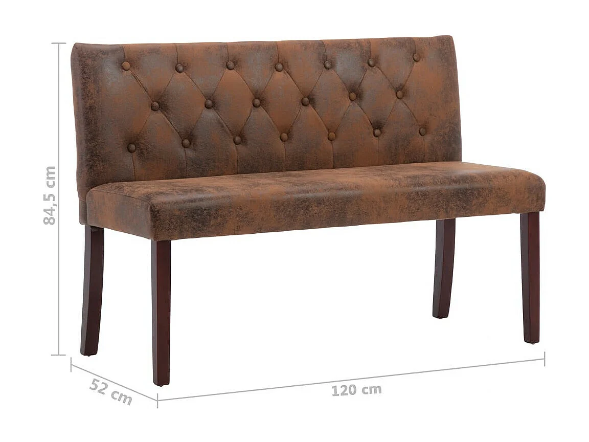 Banc 120cm Marron Similicuir daim