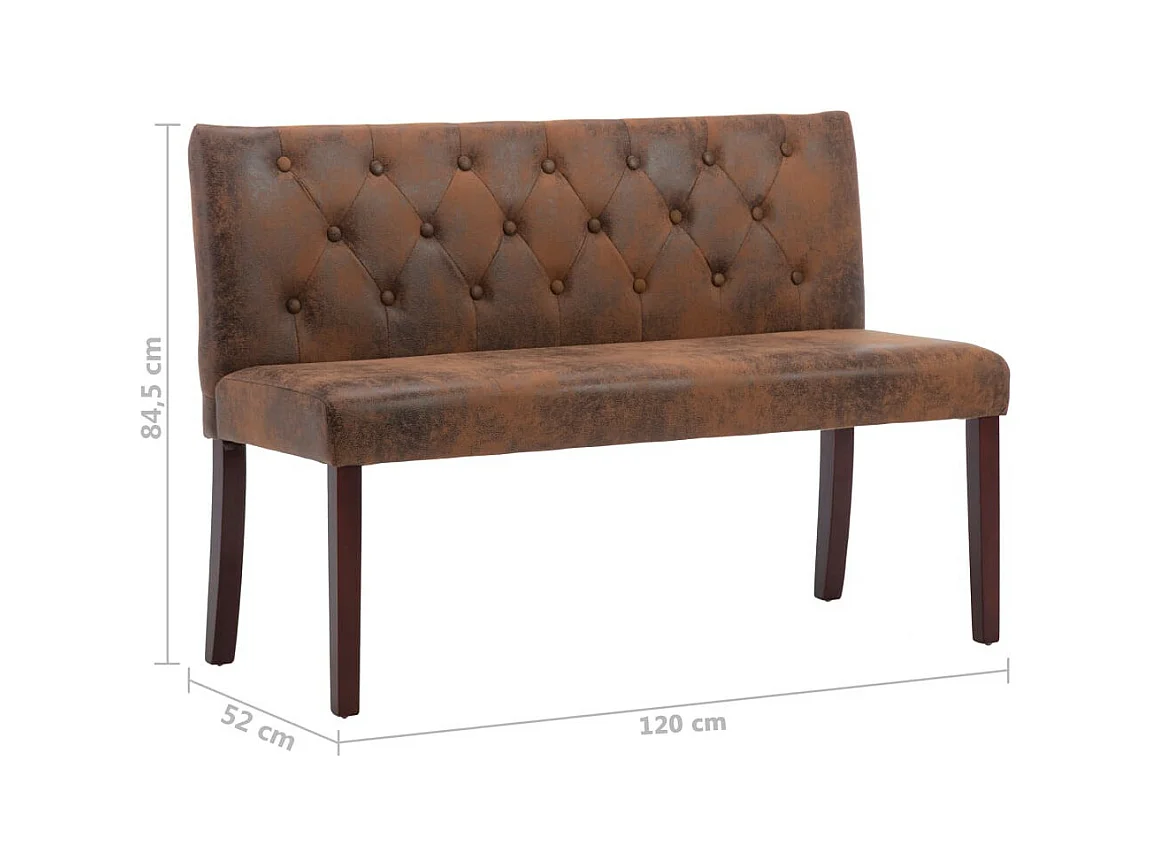 Banc 120cm Marron Similicuir daim