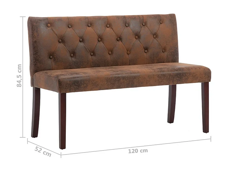 Banc 120cm Marron Similicuir daim