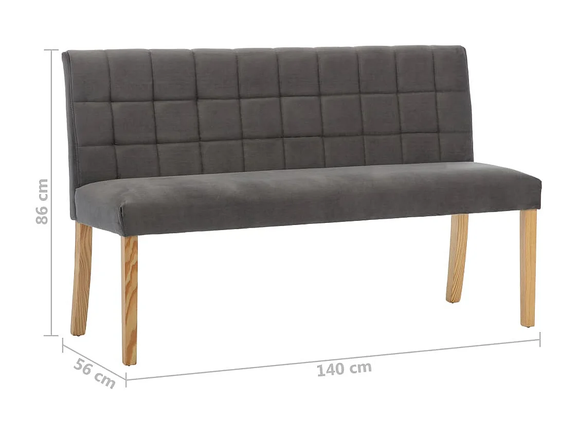 Banc 140cm Gris Tissu