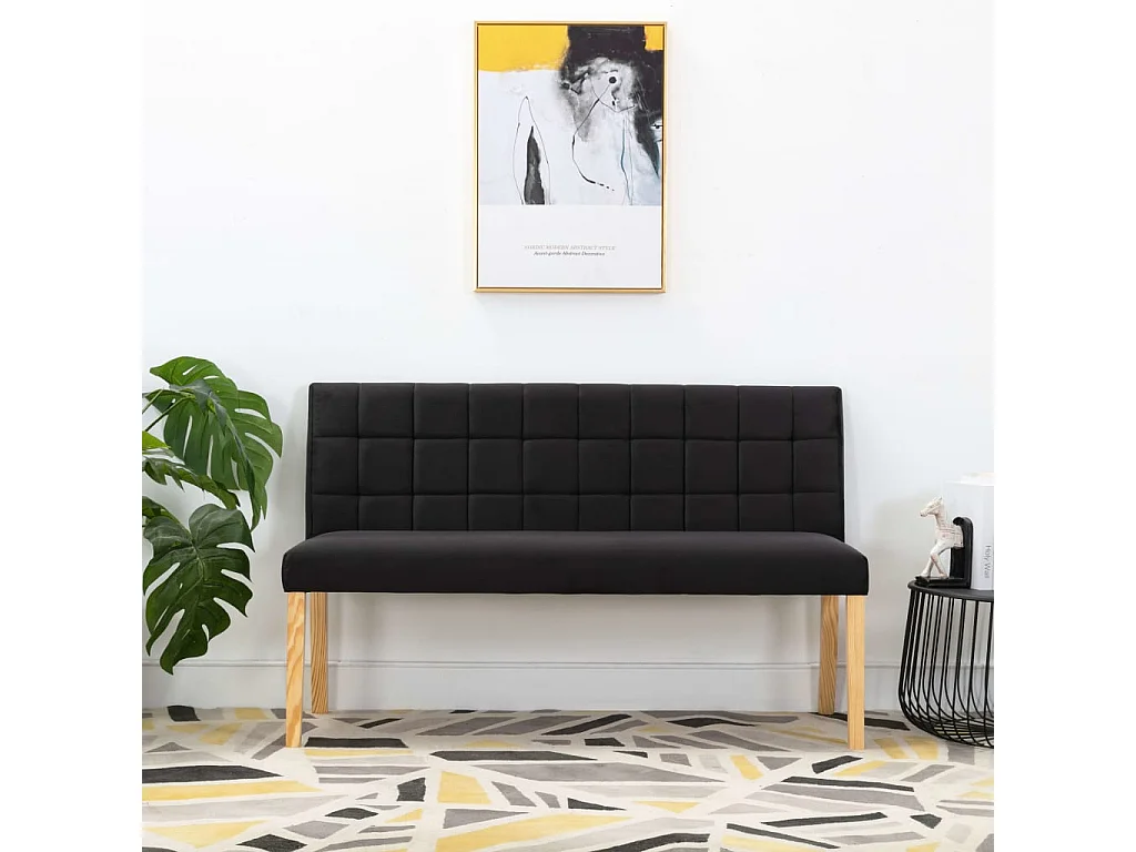 Banc 140cm Noir Tissu