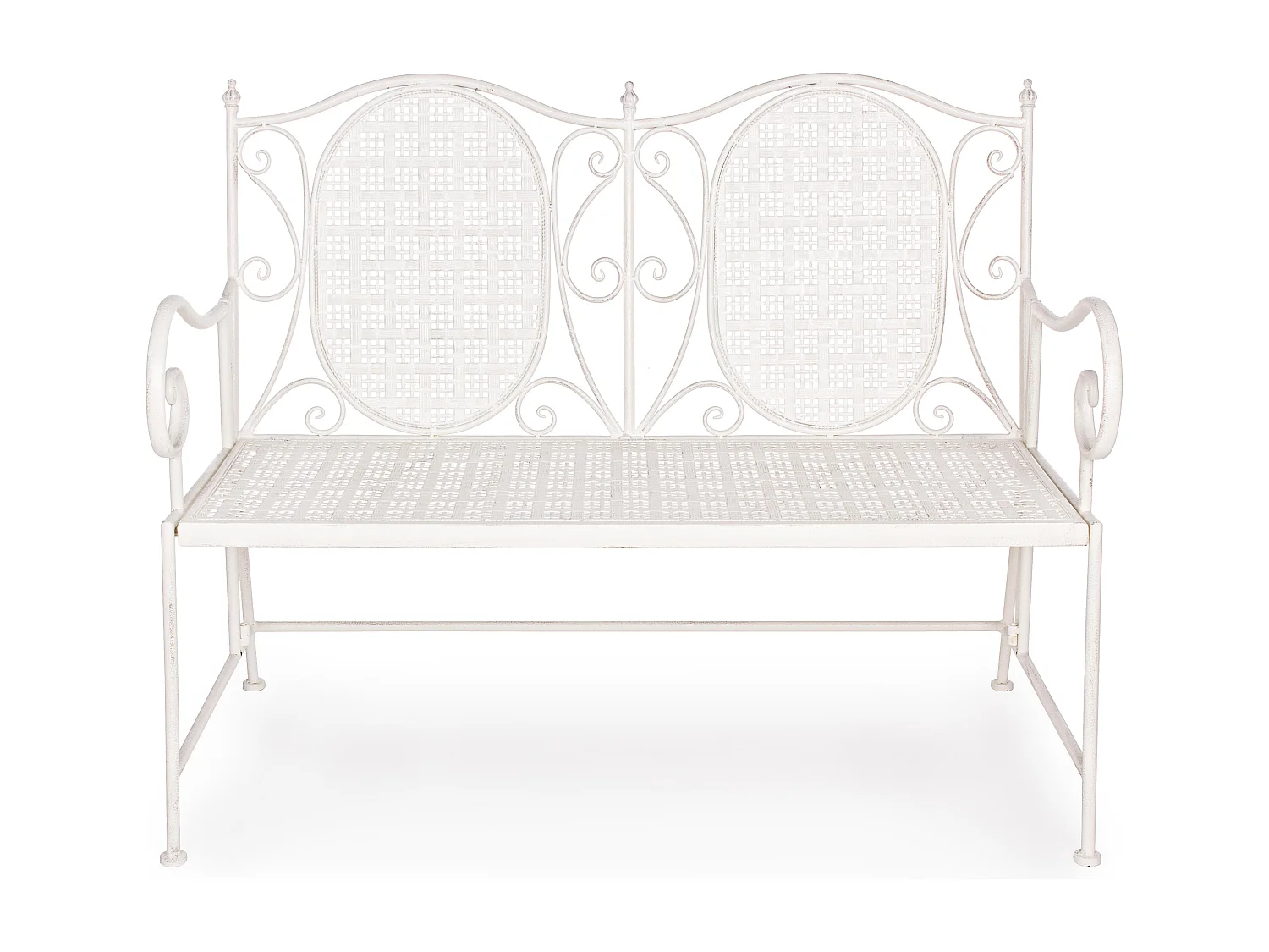 Banc 2 places en fer blanc ivoire Emalia L 115cm