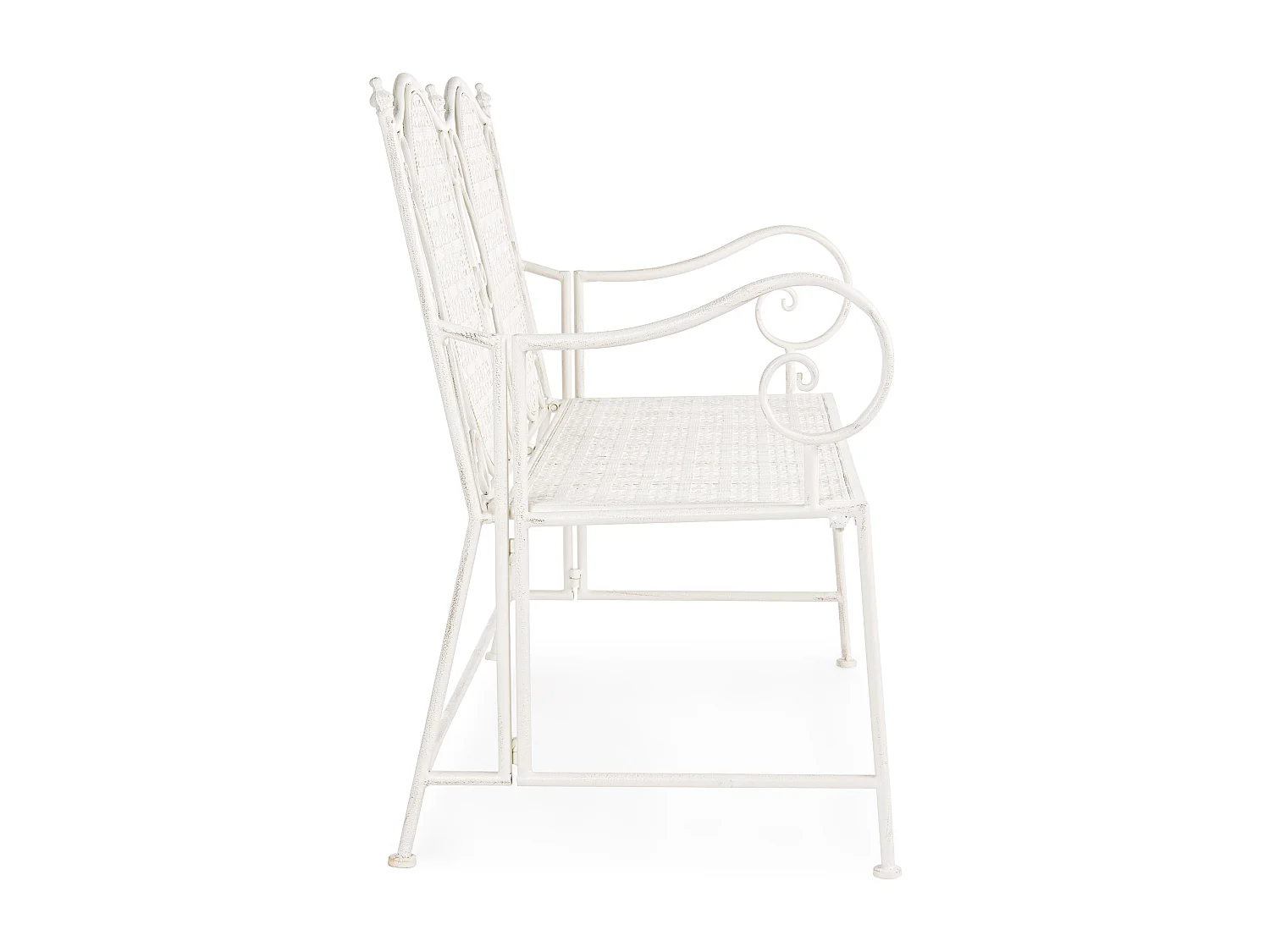 Banc 2 places en fer blanc ivoire Emalia L 115cm