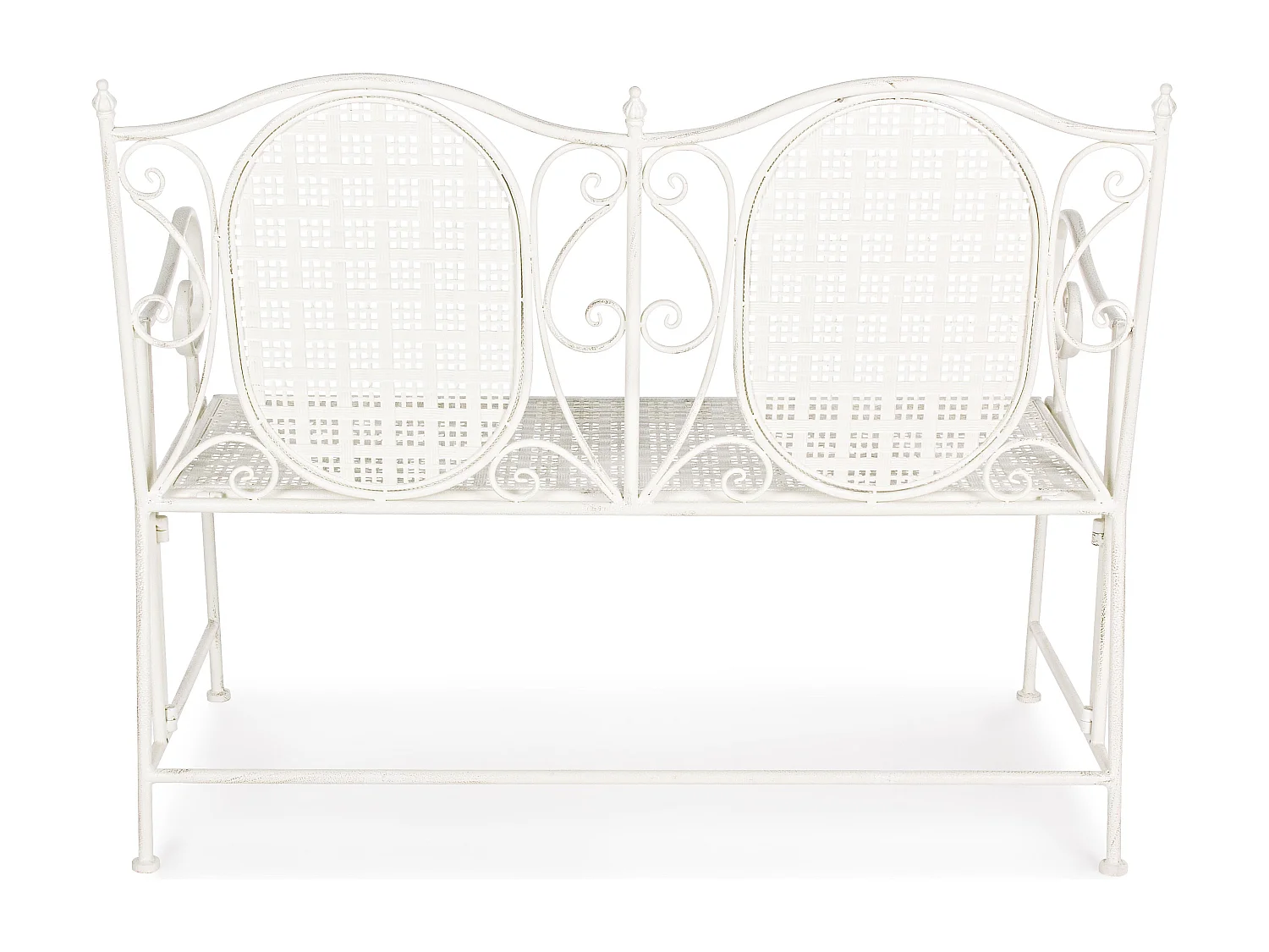 Banc 2 places en fer blanc ivoire Emalia L 115cm