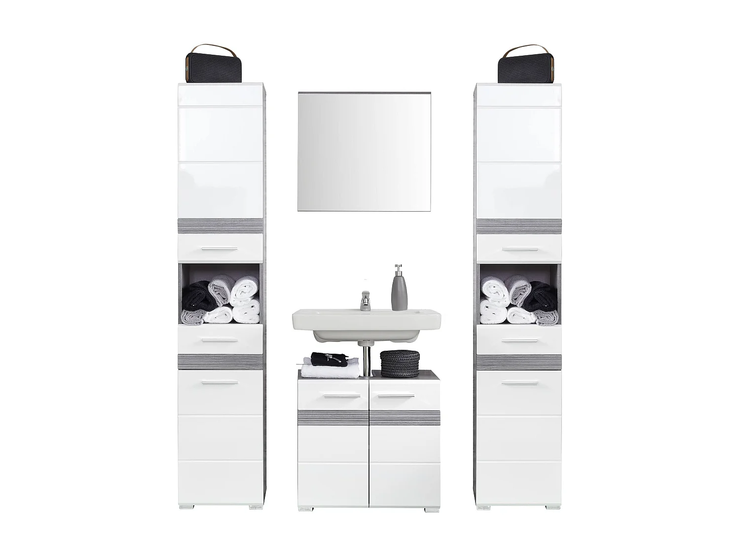 Miroir mural rectangulaire chêne gris Varok 60cm