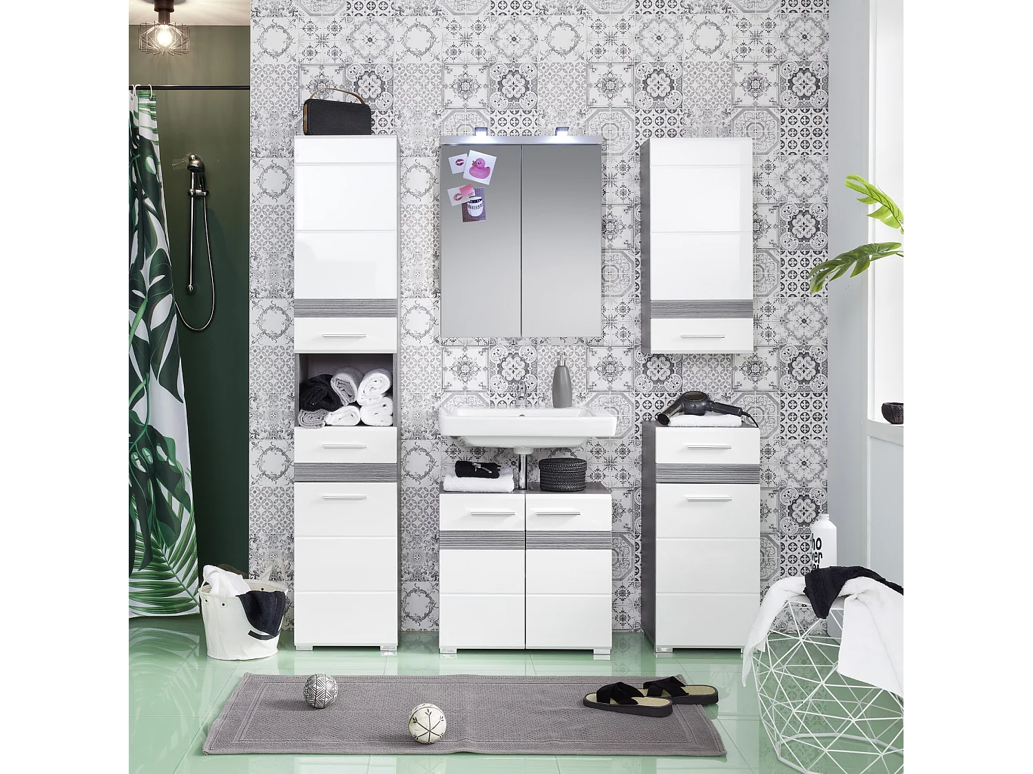 Miroir mural rectangulaire chêne gris Varok 60cm