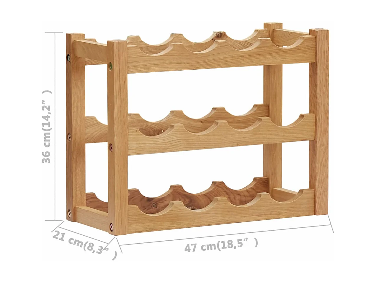 Casier à bouteilles 12 bouteilles 47x21x36 Bois de chêne