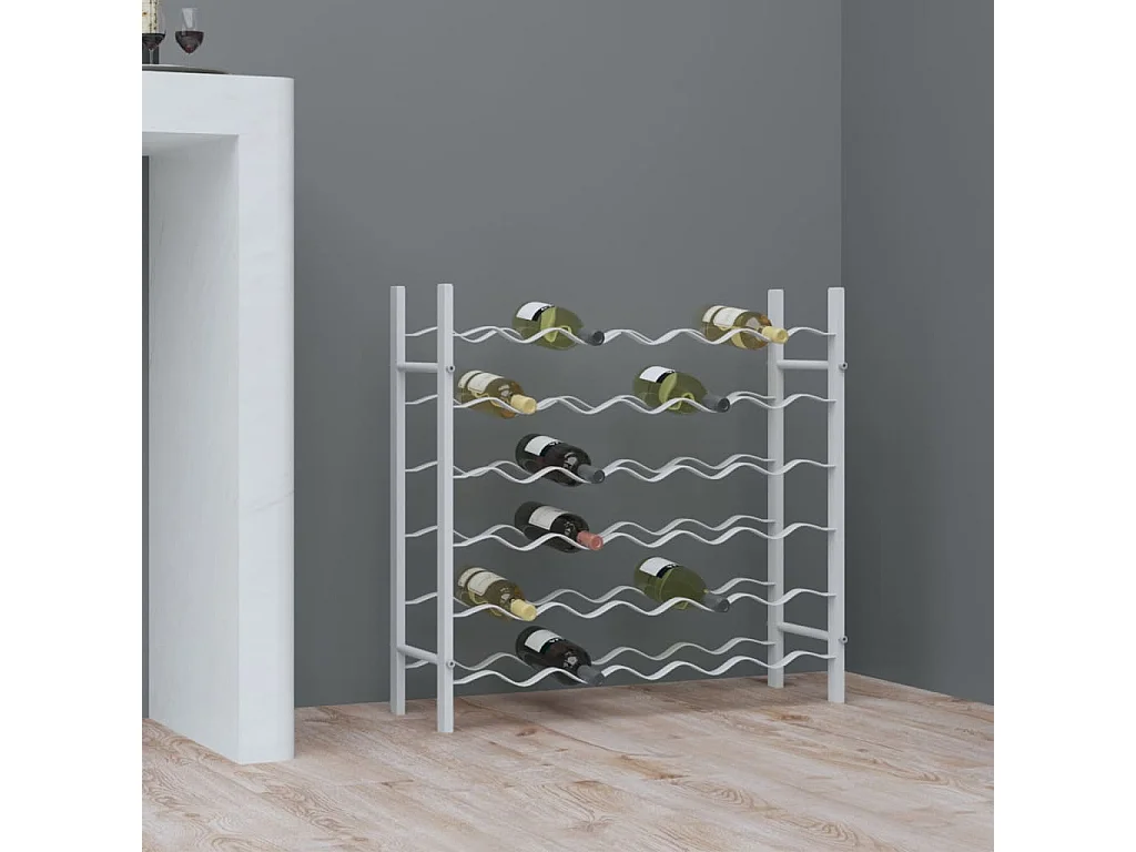 Casier à bouteilles pour 36 bouteilles Blanc Métal