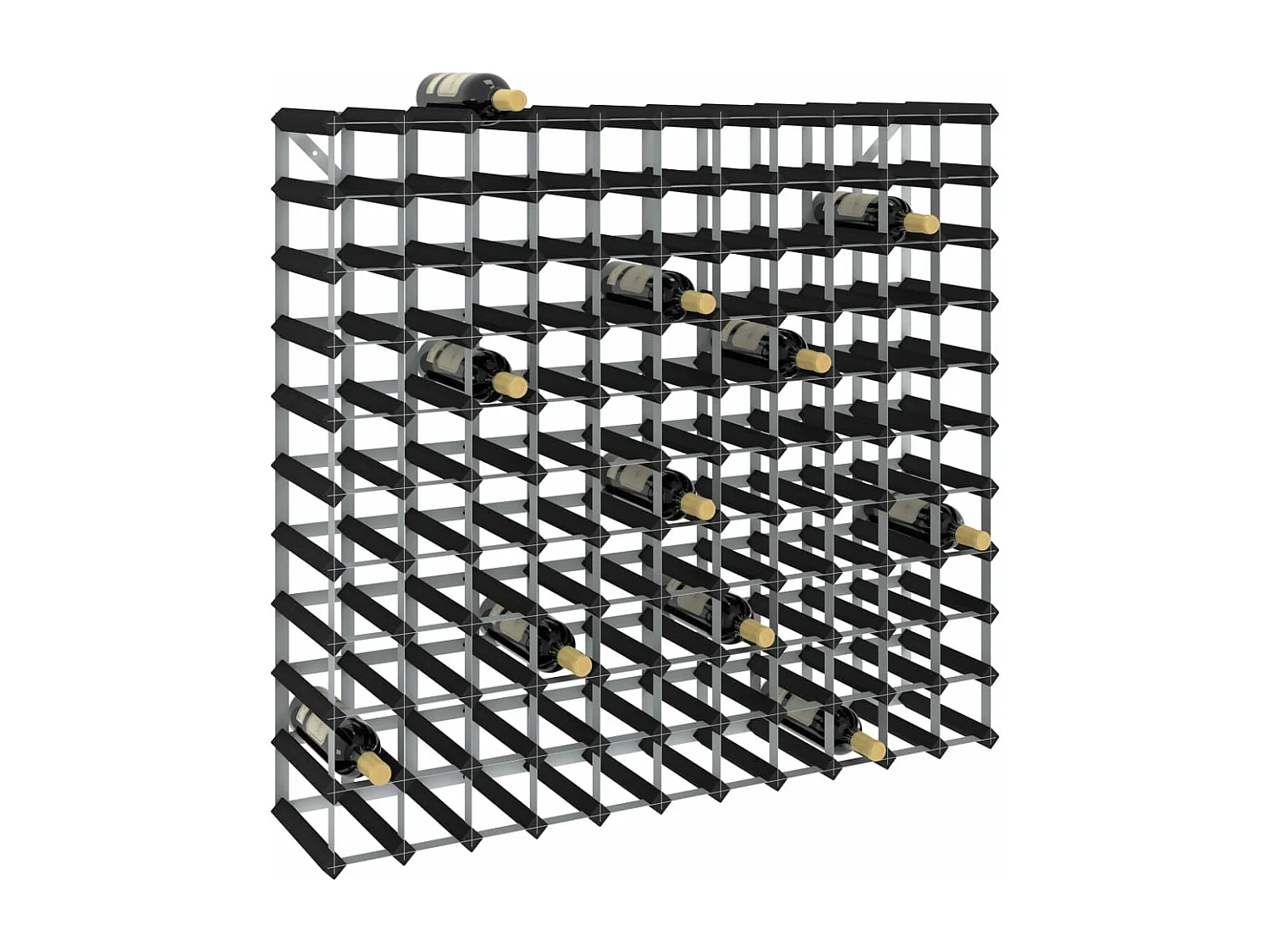 Casier à bouteilles pour 120 bouteilles Noir Bois de pin solide