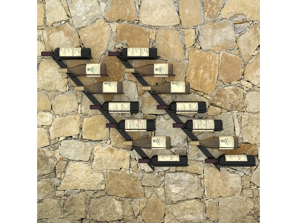 Casiers à bouteilles muraux pour 14 bouteilles 2 pcs Noir Métal