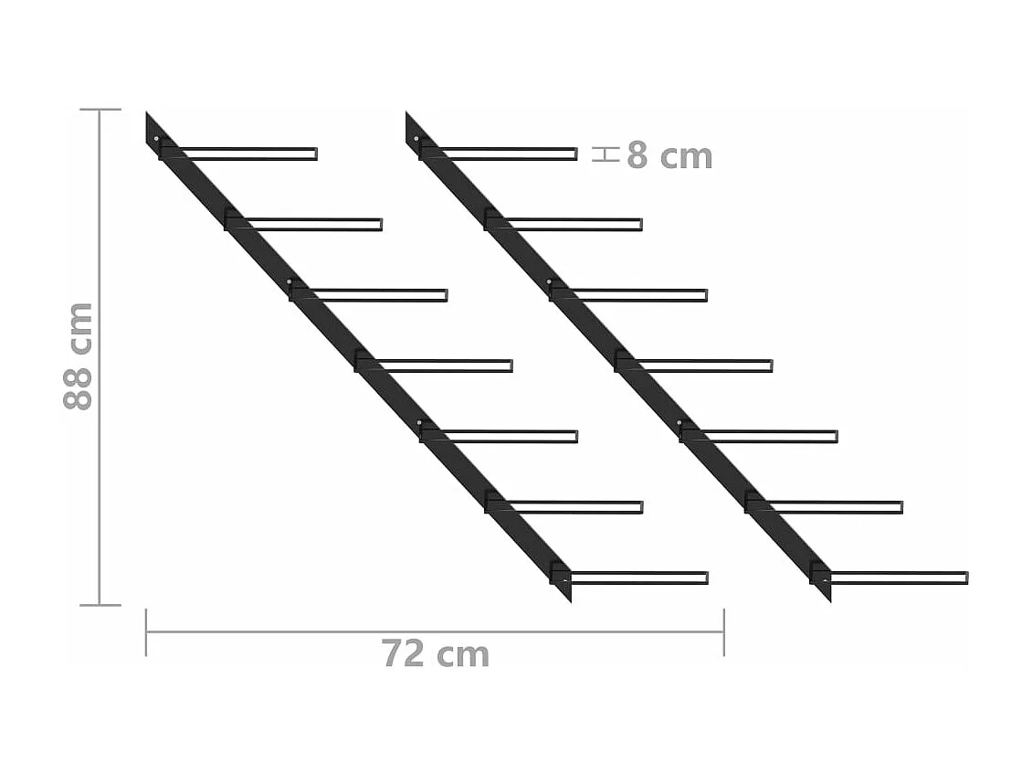 Casiers à bouteilles muraux pour 14 bouteilles 2 pcs Noir Métal