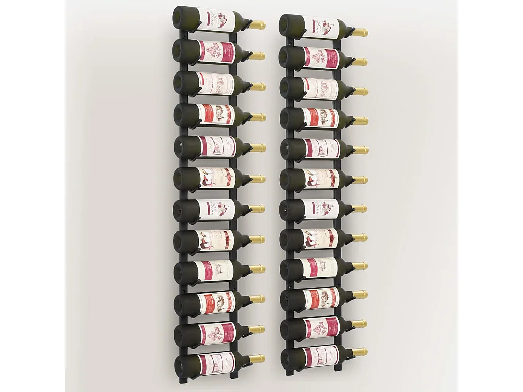 2 pcs Casiers à bouteilles mural pour 12 bouteilles Noir Fer