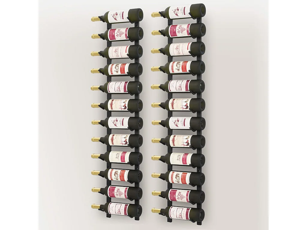 2 pcs Casiers à bouteilles mural pour 12 bouteilles Noir Fer
