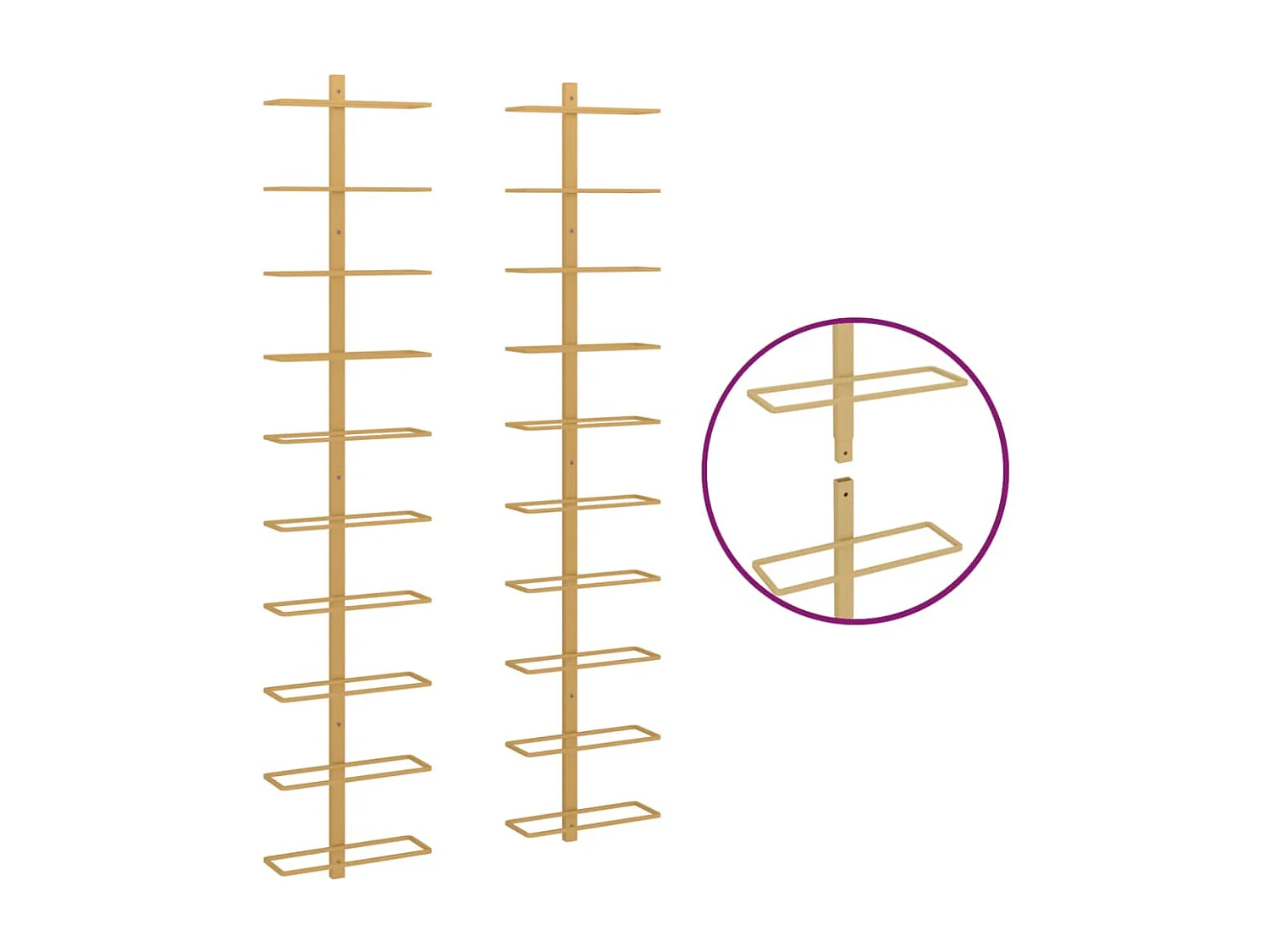 Casier à vin mural pour 10 bouteilles 2 pcs Doré Métal