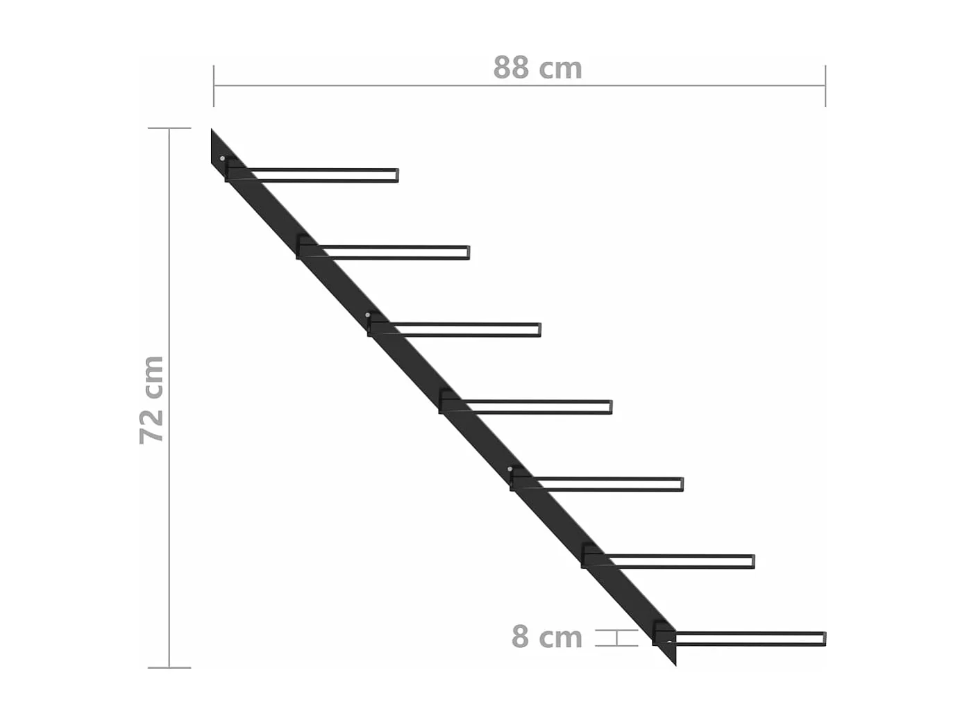 Casier à bouteilles mural pour 7 bouteilles Noir Métal