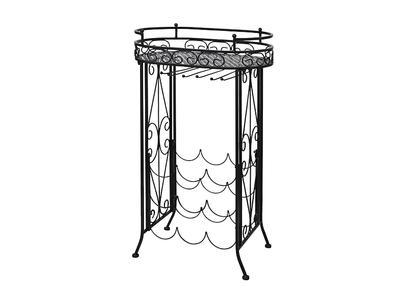 Casier à bouteilles avec porte-verre pour 9 bouteilles Métal
