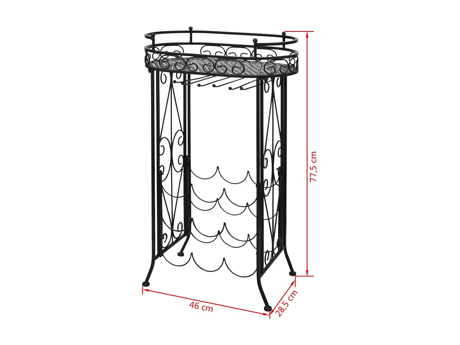 Casier à bouteilles avec porte-verre pour 9 bouteilles Métal
