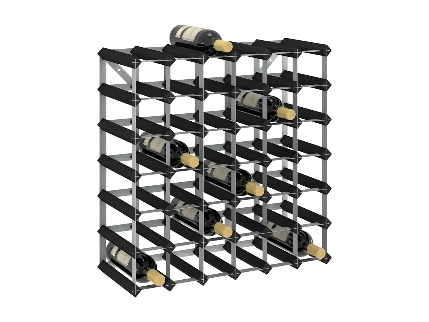 Casier à bouteilles pour 42 bouteilles Noir Bois de pin solide