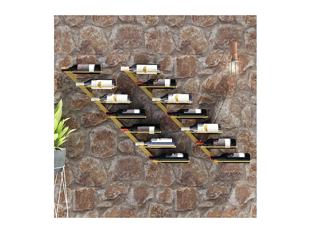 Casier à vin mural pour 7 bouteilles 2 pcs Doré Métal