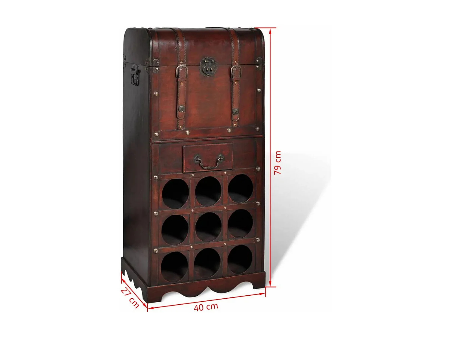 Casier à bouteilles avec rangement pour 9 bouteilles Bois