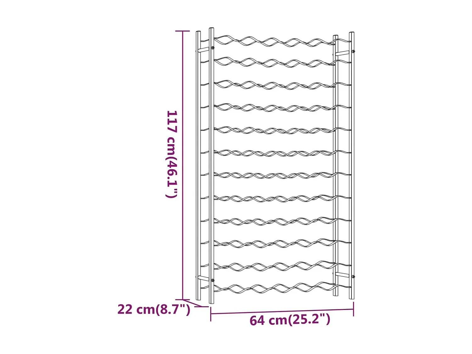 Casier à bouteilles pour 72 bouteilles Doré Métal