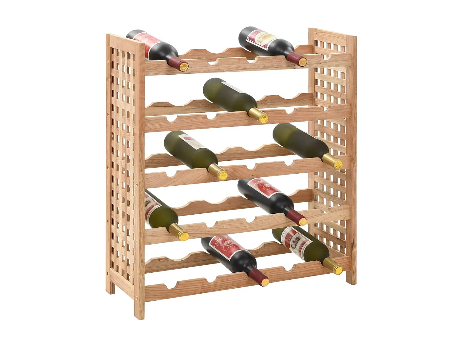 Casier à bouteilles pour 25 bouteilles Bois de noyer 63x25x73