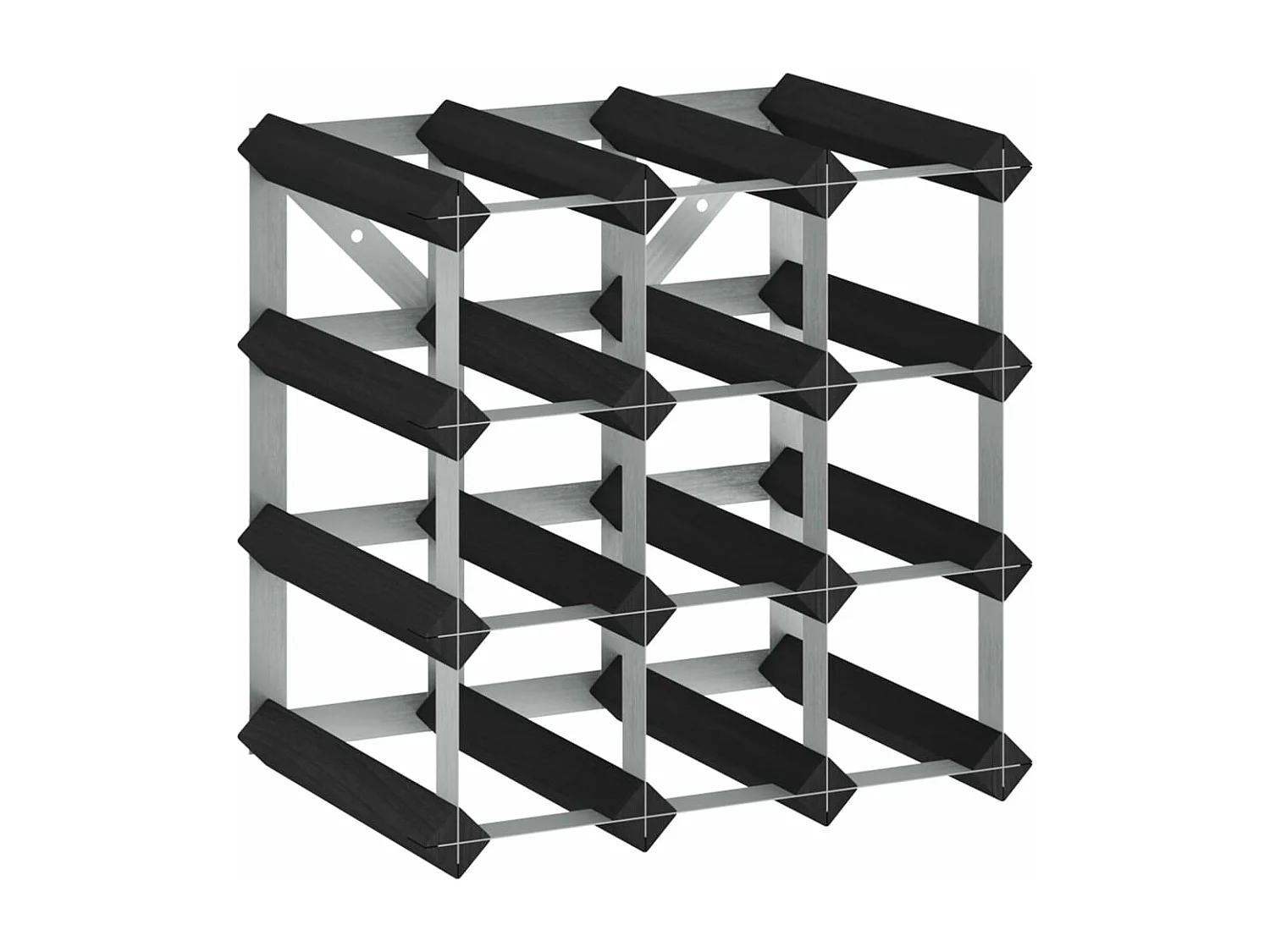 Casier à bouteilles pour 12 bouteilles Noir Bois de pin solide