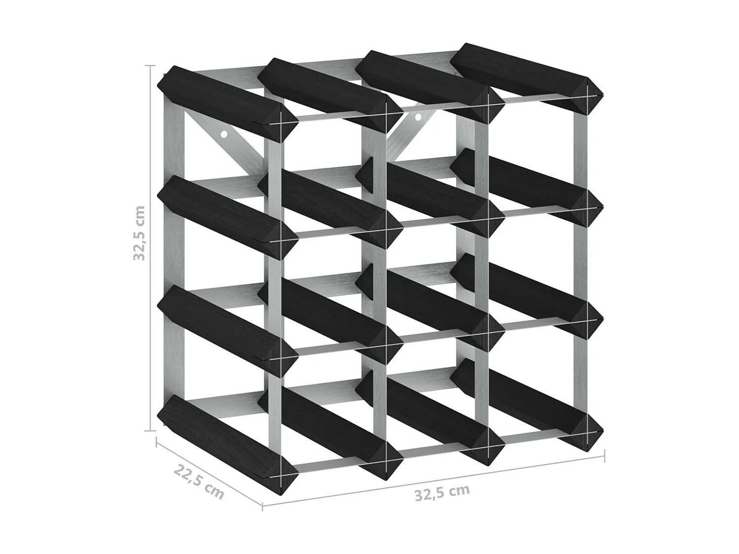 Casier à bouteilles pour 12 bouteilles Noir Bois de pin solide