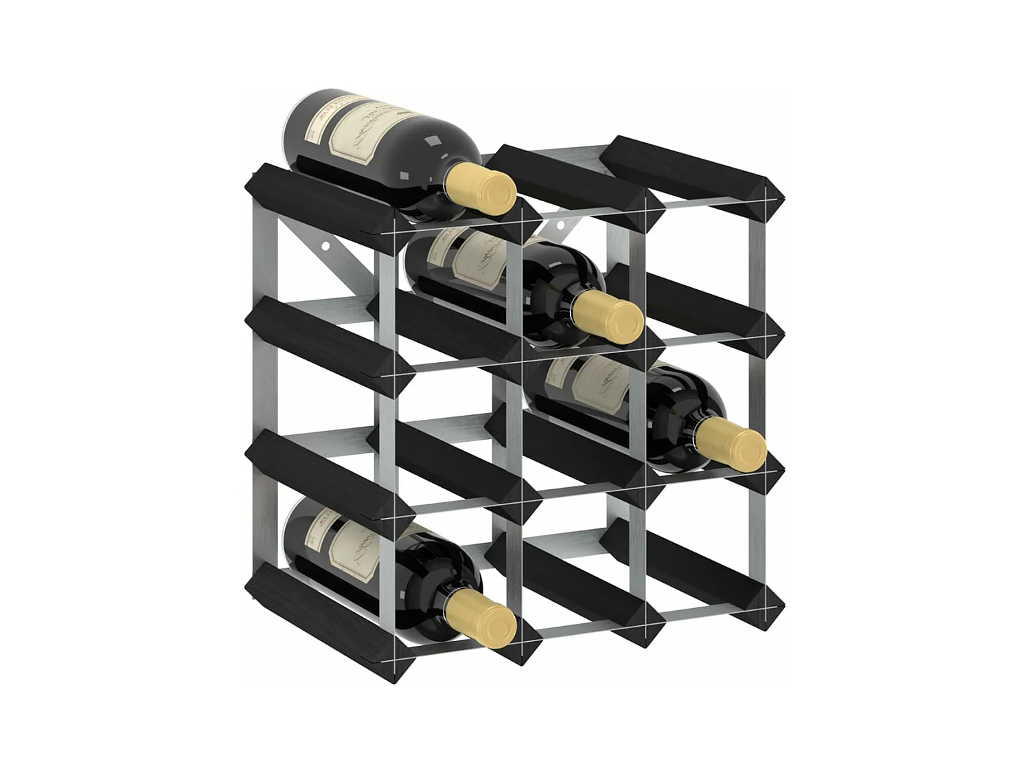 Casier à bouteilles pour 12 bouteilles Noir Bois de pin solide