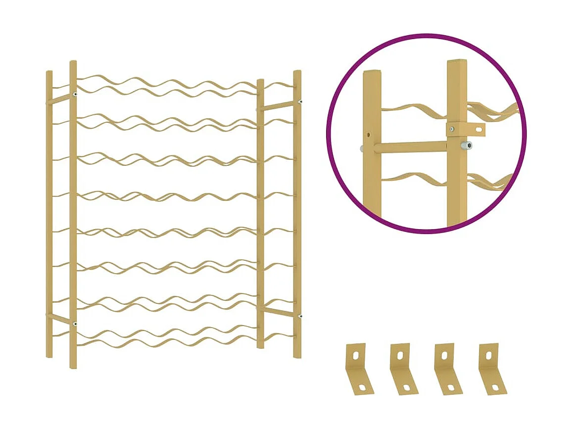 Casier à bouteilles pour 48 bouteilles Doré Métal
