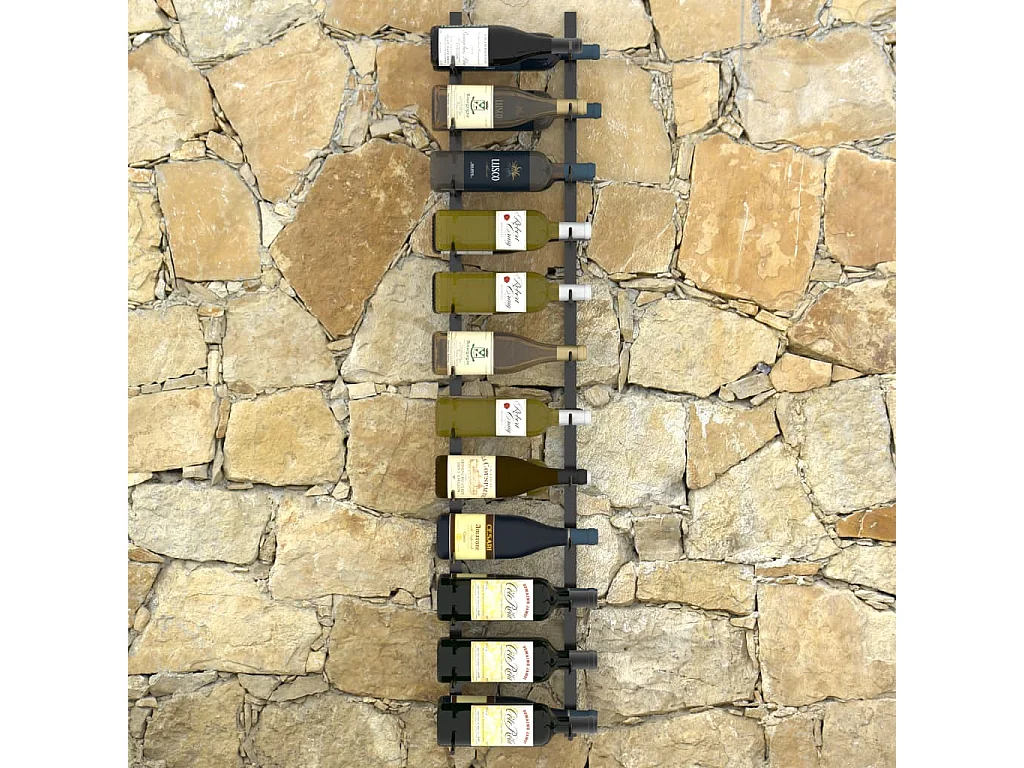 Casier à bouteilles mural pour 24 bouteilles Noir Fer